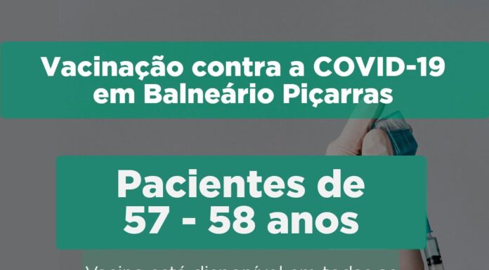 Secretaria Municipal de Saúde inicia vacinação de pessoas de 57 e 58 anos contra Covid-19