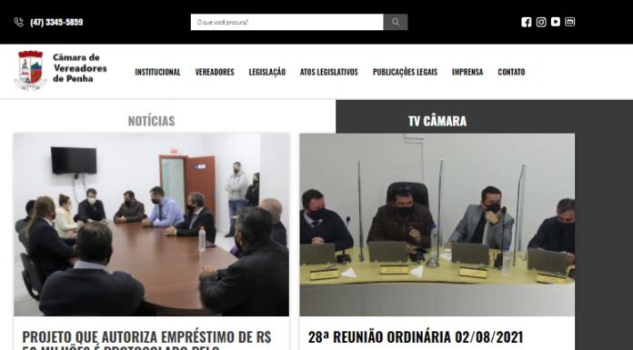 Câmara de Penha lança novo site oficial amplia eficiência da comunicação legislativa