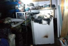 Bombeiros Militares de Itajaí atendem princípio de incêndio em máquina de lavar