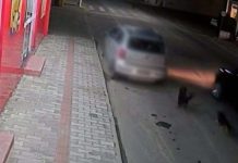 Câmeras flagram carro abandonando três cachorrinhos no centro de Penha