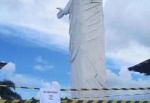 Estátua de Jesus Cristo perde um dos braços