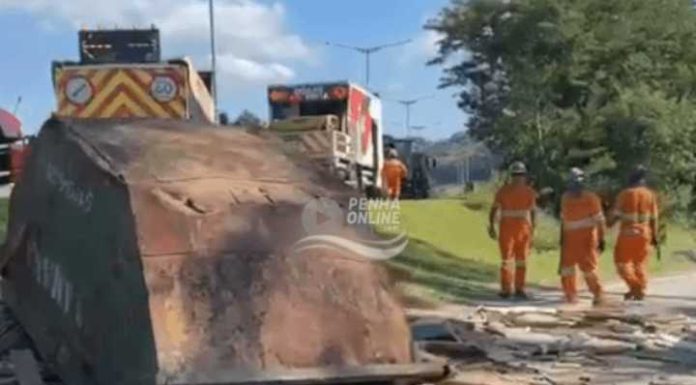Caminhão carregado com madeira tomba após acidente na Rodovia Transbeto