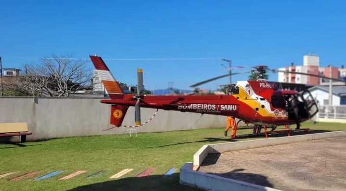 Jovem de SC é socorrido de helicóptero com 40% do corpo queimado