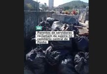 Parentes de servidora reclamam da sujeira no cemitério central de Penha