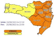 Temporais e chuva pontualmente intensa ao longo desta quinta (24) e sexta-feira (25)
