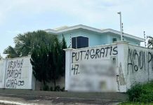 Suposta traição termina em gritaria e casa pichada em SC
