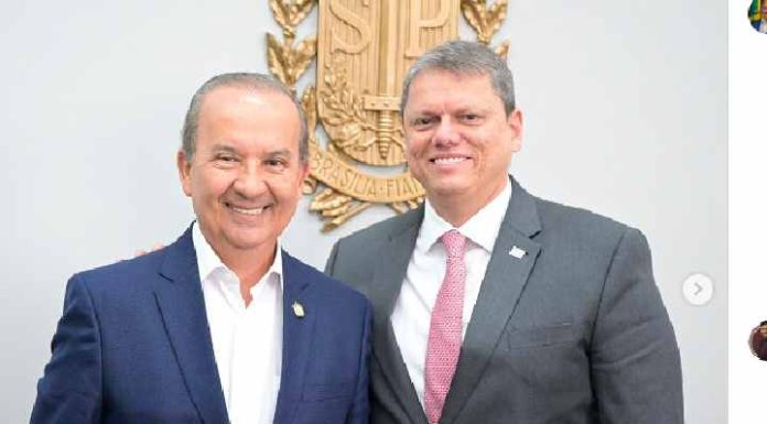 Jorginho Mello visita governador de São Paulo Tarcísio de Freitas