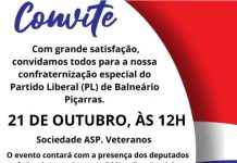 Confraternização do PL de Balneário Piçarras será no próximo dia 21