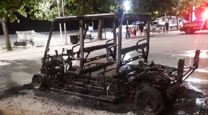 Bandido ataca e incendeia o quadriciclo da GM na praça Tamandaré