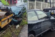 Carro que transportava bebê de 8 meses bate em rolo compactador em SC