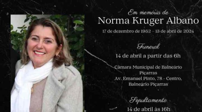 Norma Albano será sepultada neste domingo em Balneário Piçarras