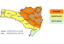 Defesa Civil alerta para chuva intensa e volumosa entre sexta-feira (17) e a madrugada do domingo (19)