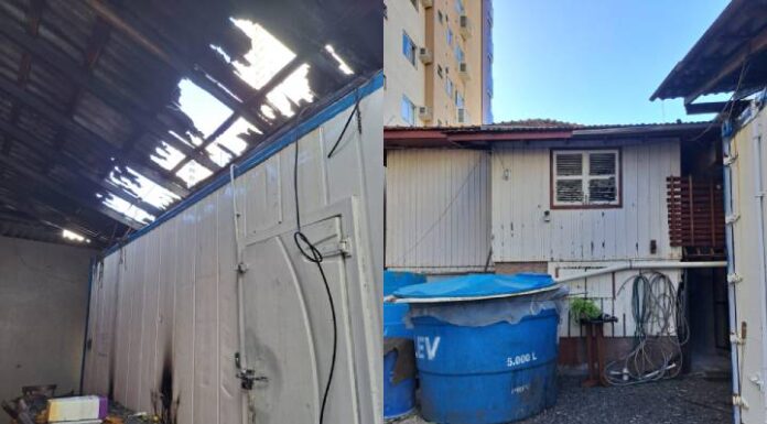 Incêndio em restaurante no centro de Itapema mobiliza bombeiros militares