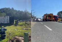Bombeiros controlam incêndio em contanier no centro de Camboriú