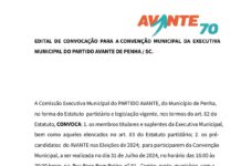 AVANTE realiza convenção para homologação de candidaturas em Penha