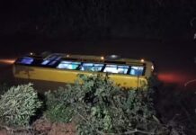 Micro-ônibus com crianças de escola cai em rio de SC e deixa feridos