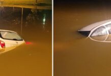 Carro cai em lagoa e motorista quebra vidro para se salvar em Ilhota