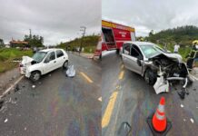 Batida frontal entre Celta e Toyota mata uma pessoa e deixa outras três feridas em Tijucas