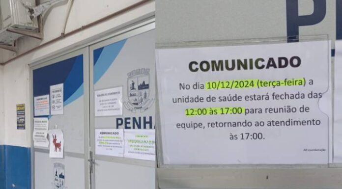 UBS de Armação, em Penha, estará fechada para reunião hoje e médico só a partir do dia 20
