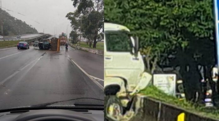 BR-101 apresenta fila quilométrica após acidente em Balneário Camboriú
