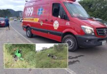 Mulher fica gravemente ferida em acidente entre duas motos em Penha