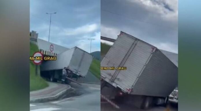 VÍDEO: Caminhão fica preso em túnel no bairro Casa Branca em Itapema