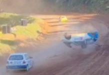 VÍDEO: Carro capota quatro vezes durante prova de automobilismo no Oeste de SC