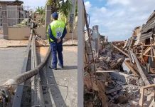 Máquina de grande porte cai sobre casas e assusta moradores