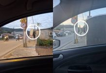 Excesso de faixas de propaganda em loja do Santa Lídia aumenta riscos de acidente em cruzamento