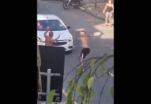 VIDEO Briga termina com golpes de pá e tiros