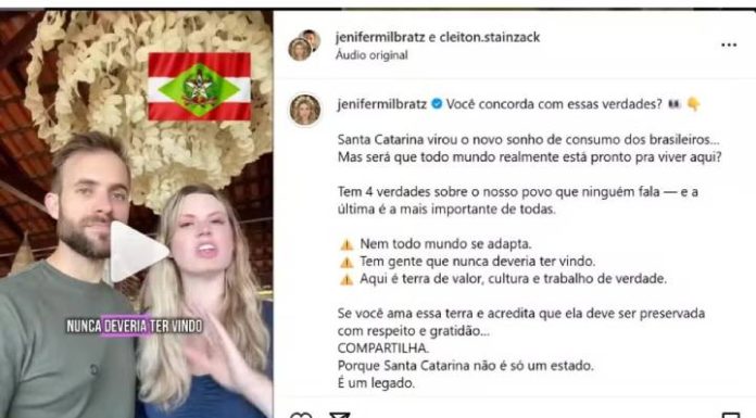Casal que postou vídeo com ‘regras’ para morar em SC é investigado por xenofobia