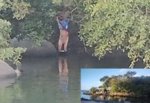 Homem é flagrado tomando banho pelado no Rio Perequezinho em Porto Belo