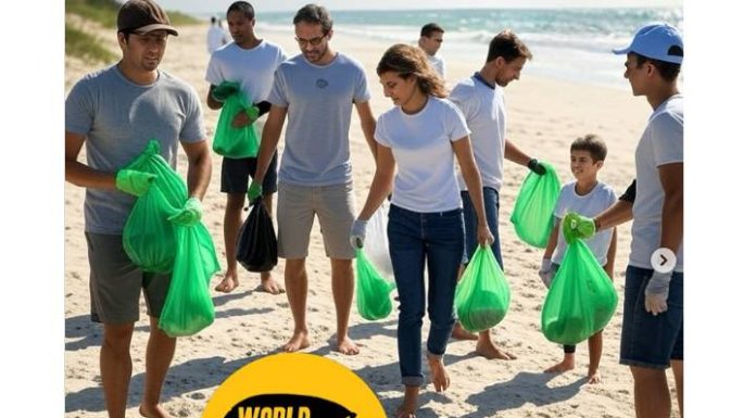 Balneário Piçarras se une ao World Cleanup Day com ação de limpeza na praia