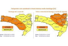 Proteção e Defesa Civil alerta para temporais e fortes ventos no domingo (21/09)