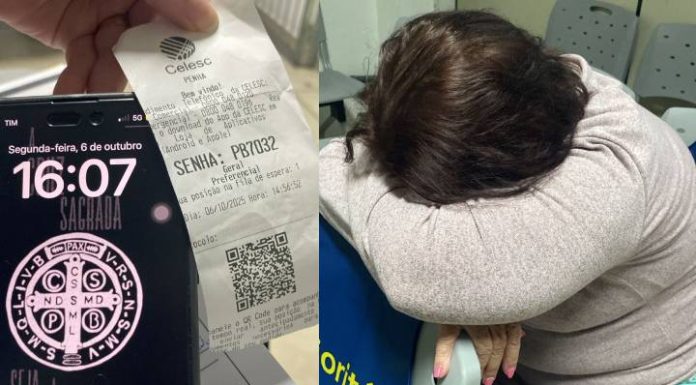 Idosa sofre com dores enquanto espera mais de 2 horas na Celesc de Piçarras