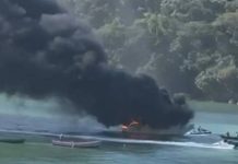 URGENTE Veja vídeo de Lancha pegando fogo no Caixa d’Aço em Porto Belo