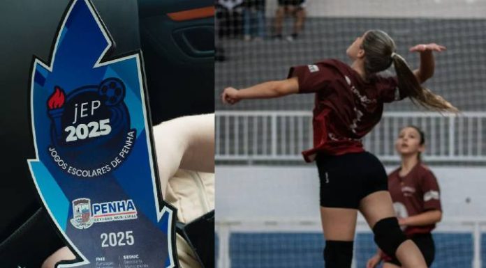 Atleta de voleibol da escola do Gravatá em Penha é destaque na conquista do vôlei sub 13
