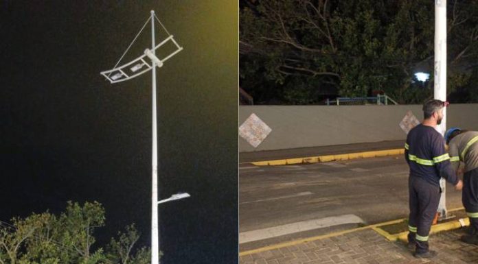 Empresa de energia de Penha realiza reparo em postes após reclamações da comunidade