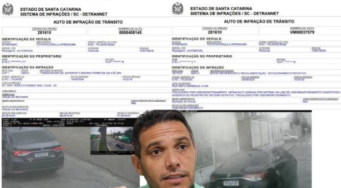 Carros locados e usados pelo prefeito Tiago Baltt são multados várias vezes por “barbeiragem” ao volante”