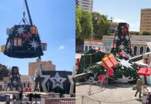 VIDEO Guindaste tomba em montagem de árvore de Natal e mata trabalhador