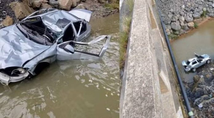 Carro cai de ponte na SC-350 em Ituporanga; idoso morre e duas mulheres ficam feridas