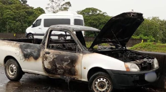 Corpo é encontrado carbonizado após incêndio em caminhonete na BR-101, em Joinville