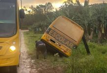 Motorista “barbeiro” de Barra Velha vai parar dentro da vala com ônibus escolar