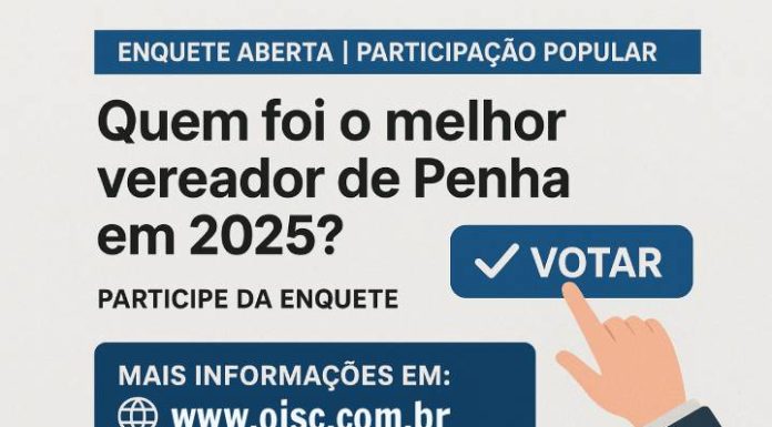 ENQUETE ABERTA: Quem foi o melhor vereador (a) de Penha em 2025?