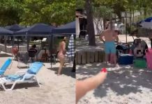 ‘Quero ver quem me tira’: mulher enfrenta condomínio acusado de expulsar pessoas de praia em SC