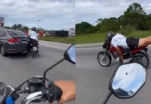 Motociclista sofre acidente após manobra perigosa na BR-101 em Porto Belo