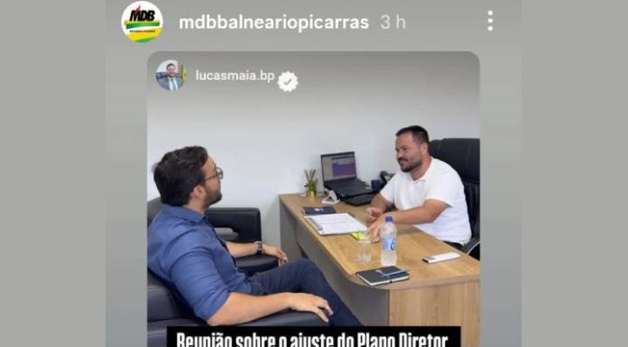 Vereador de Piçarras, Lucas Maia, e gerente da Vetter tratam sobre Plano Diretor enquanto projeto não tem data para votação na Câmara