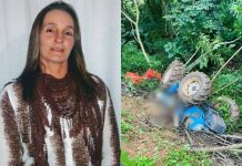 Trator capota em barranco e mata mulher no interior de SC