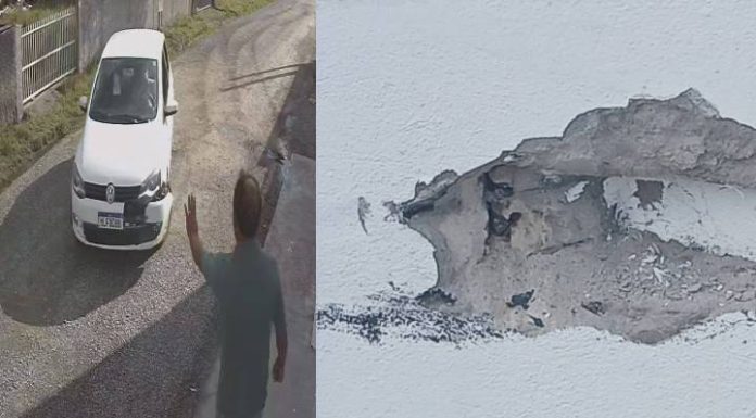 VIDEO Manobra perigosa destrói parte do muro de residência no Itacolomi em Piçarras