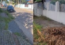 “Buraco da vergonha”: Rua no Centro de Piçarras vira símbolo de descaso da prefeitura